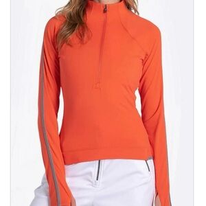 Lole Just Long Sleeve Womens Half-zip Pullover Orange Small